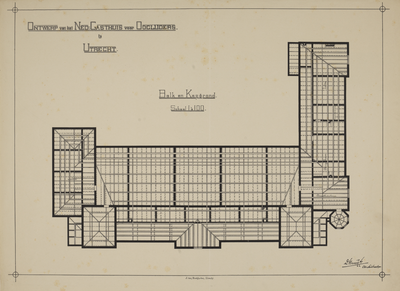 217251 Balkplan en Kapplan van het Ooglijdersgasthuis (F.C. Dondersstraat 49) te Utrecht.N.B. Het adres F.C. ...